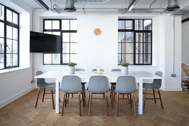 Modern white meeting room table