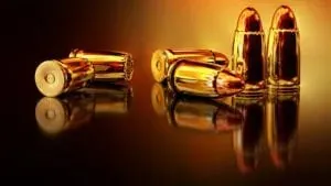 Brass bullet cartridges close-up