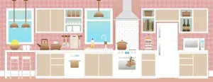 Flat kitchen interior illustration