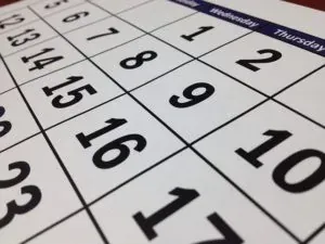 Closeup of calendar page
