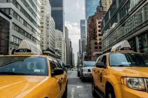 Yellow taxis on NYC street