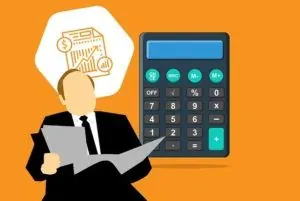 Illustration of accountant with calculator