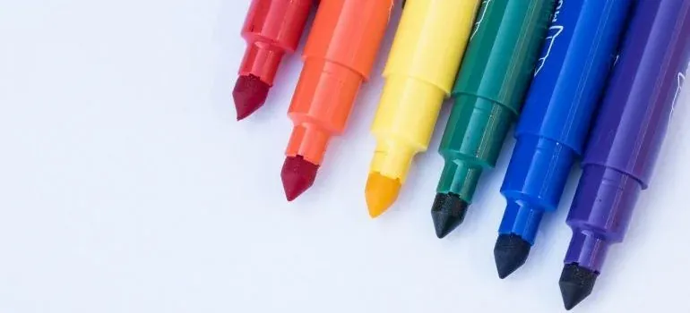 Colorful marker pens on white