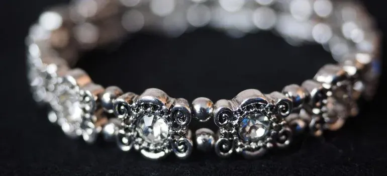 Closeup silver jewelry bracelet