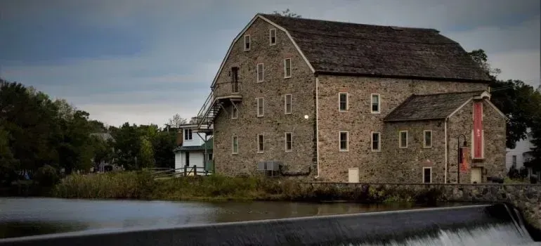 Historic stone mill and waterfall in Clinton New Jersey