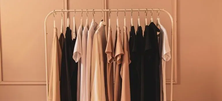 Clothes rack with neutral shirts