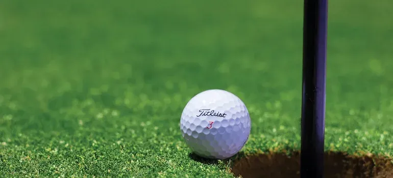 Titleist golf ball near hole