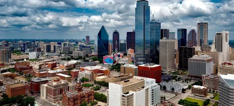 Dallas skyline aerial view