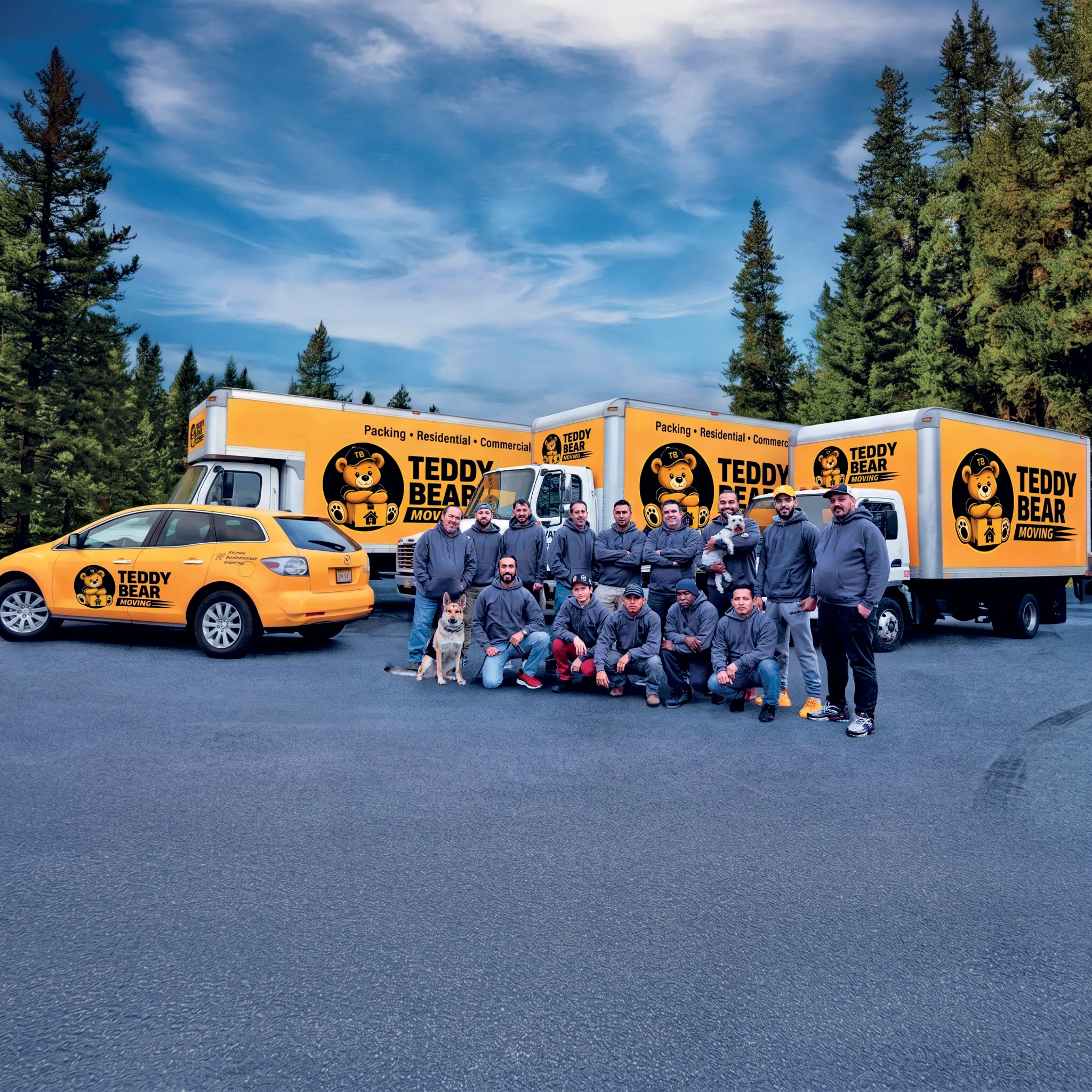 Teddy Bear Moving team and trucks