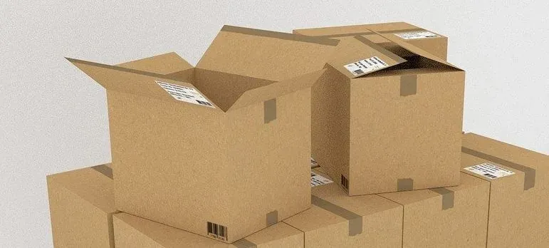 3D render of stacked cardboard boxes