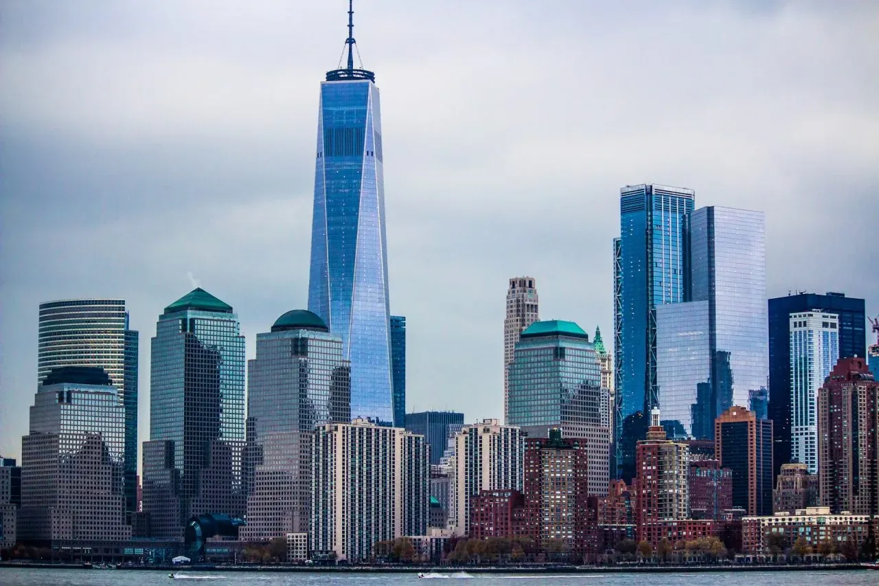 Lower Manhattan skyline from water